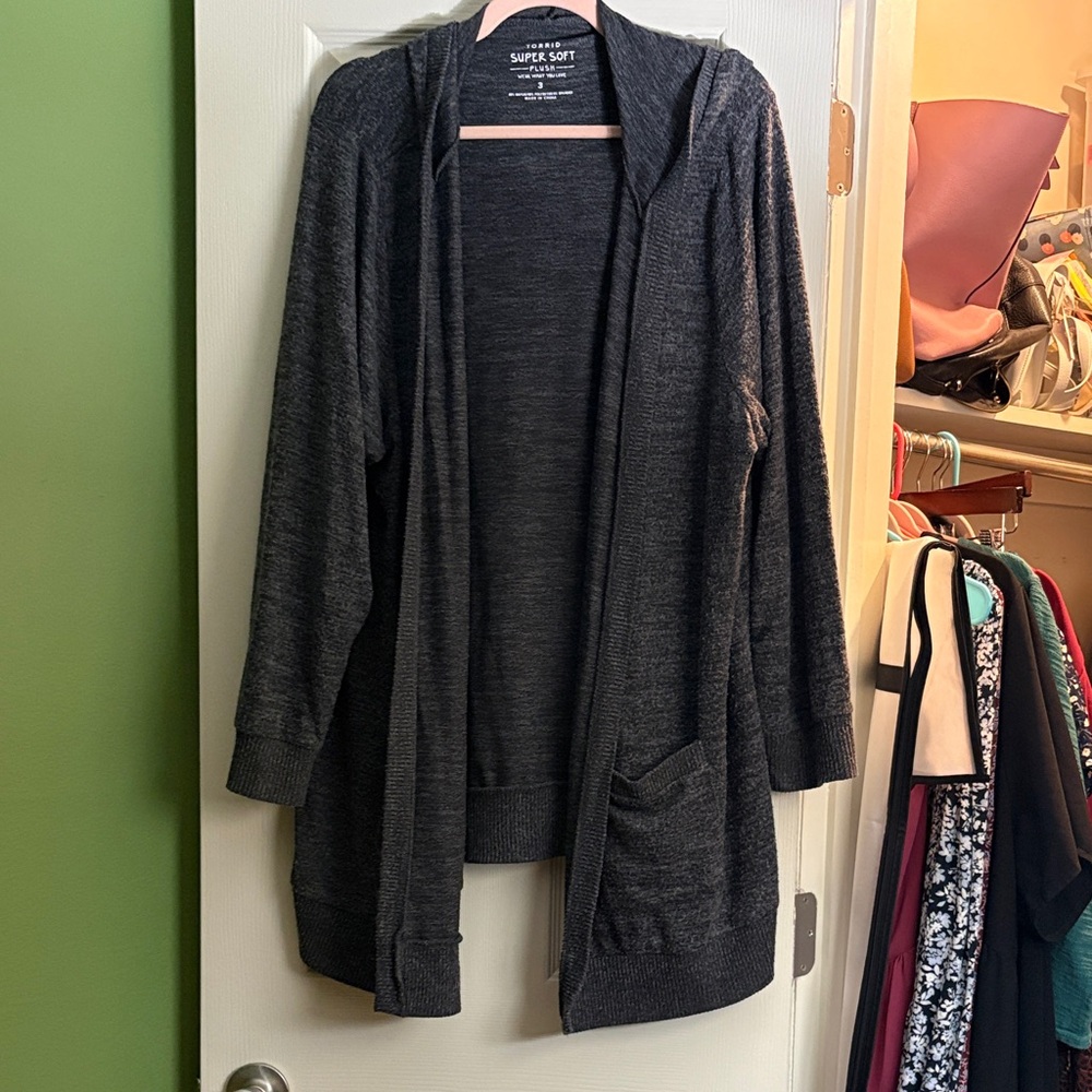 Torrid Long Hooded Cardigan with Pockets